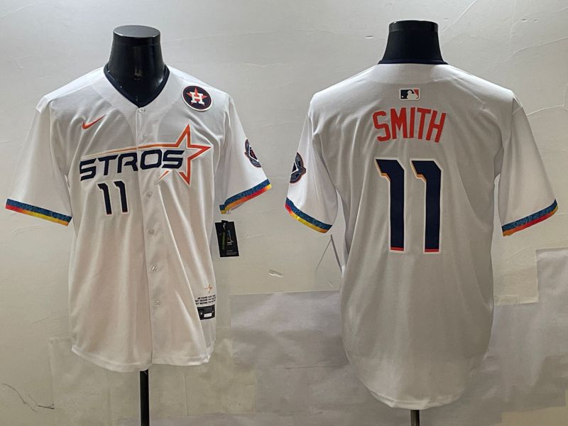 Men Houston Astros #11 Smith White Fourth generation Joint Name 2025 Nike MLB Jersey style 1->houston astros->MLB Jersey